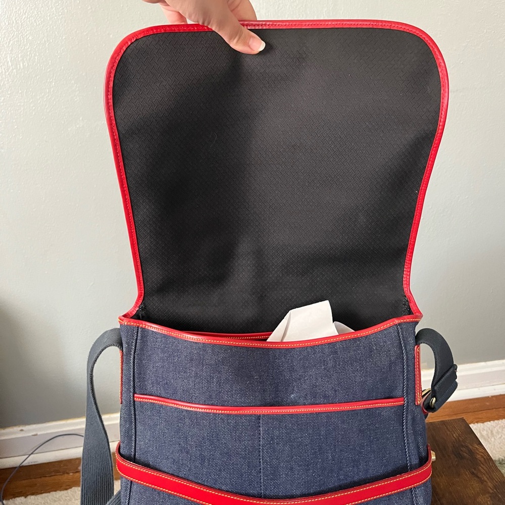 Dooney & Bourke vintage Denim Messenger Bag with Red Trim - Picture 4 of 9